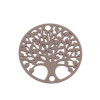 Estampes pendentif connecteur filigrane Medaillon Arbre à coeur Beige Taupe de 20mm