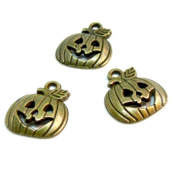 PAX 50 pendentifs breloque Citrouille Potiron Halloween metal argent antique S1183041