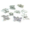 130107145822 Lot de 10 grands pendentif papillon dentelle métal couleur Argent Antique