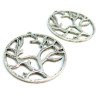 101112160323 PAX 5 pendentifs breloque Arbre dans cercle 40mm métal couleur Argent Platine