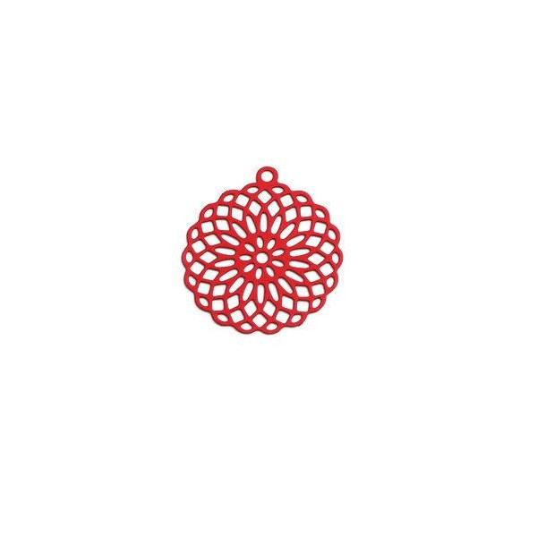 Estampes pendentif connecteur filigrane Rosace Mandala Noir 30mm