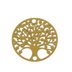 Estampes Pendentif Connecteur Filigrane Médaillon Arbre à Coeur Jaune Moutarde 20mm