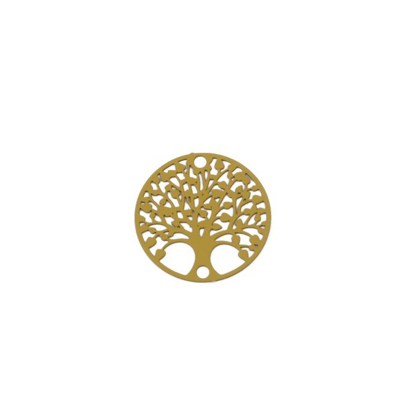 Estampes Pendentif Connecteur Filigrane Médaillon Arbre à Coeur Jaune Moutarde 20mm