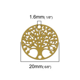 Estampes Pendentif Connecteur Filigrane Médaillon Arbre à Coeur Jaune Moutarde 20mm