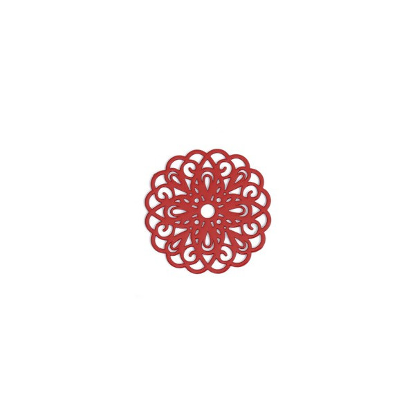 Estampes pendentif connecteur filigrane Rosace Mandala Rouge 30mm