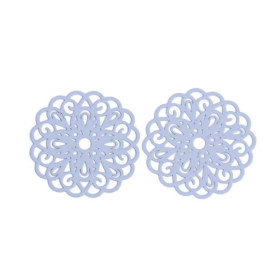 PS110200246 PAX 5 Estampes pendentif connecteur filigrane Rosace Mandala Violet Lilas 25mm