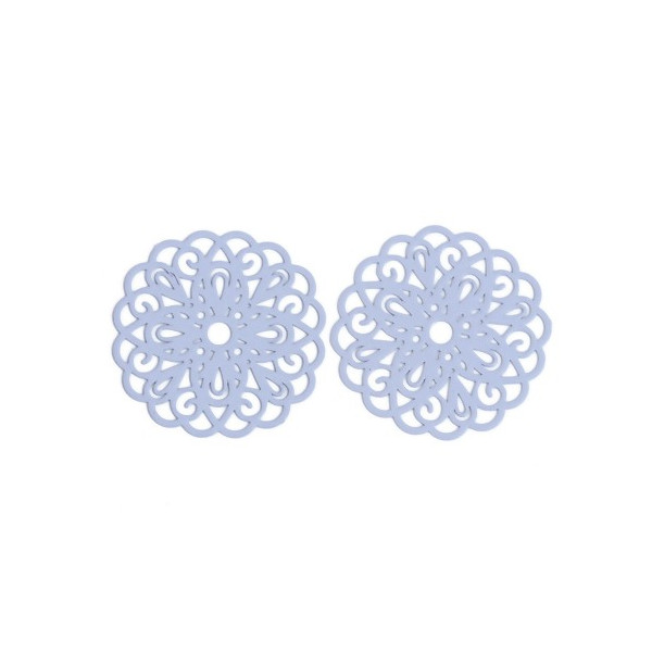 Estampes pendentif connecteur filigrane Rosace Mandala Violet Lilas 25mm