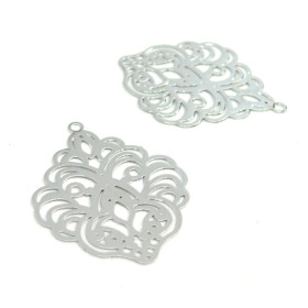PS110200110 PAX 5 Estampes pendentif motif  Art Nouveau Cuivre couleur Argent Platine 31mm