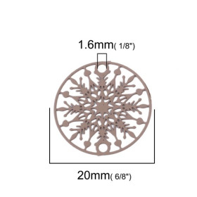 PS110204866 PAX 10 Estampes pendentif connecteur filigrane Medaillon Flocon  de Neige Beige Taupe 20mm