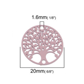 S110204876 PAX 10 Estampes pendentif connecteur filigrane Medaillon Arbre à coeur Rose de 20mm