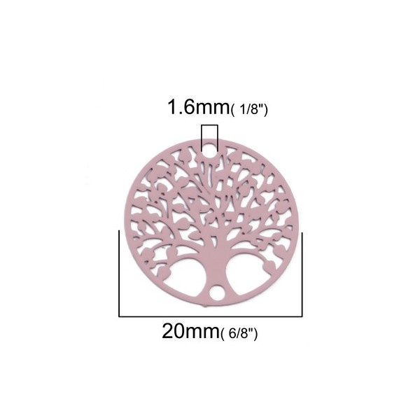 Estampes pendentif connecteur filigrane Medaillon Arbre à coeur Rose de 20mm