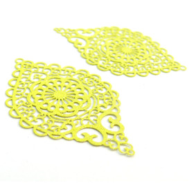 S110206558 PAX 10 Estampes pendentif connecteur filigrane Rosace Mandala Bleu Ciel 30mm