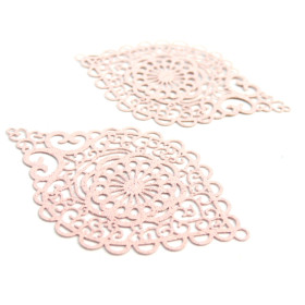 Estampes pendentif connecteur filigrane Ovale Travaillé Rose Pailleté 58mm