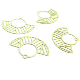 Estampes pendentif filigrane demi cercle Art  Deco  Vert Pastel 23 par 30mm