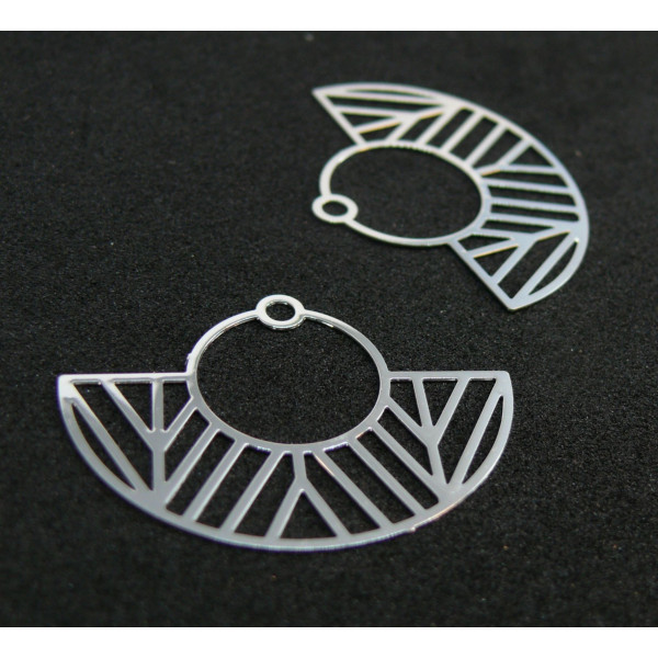 Estampes Pendentif Filigrane Demi-Cercle Art Déco 23x30mm – Cuivre Argent