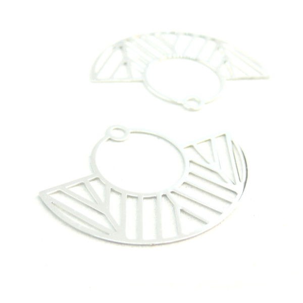 Estampes Pendentif Filigrane Demi-Cercle Art Déco 23x30mm – Cuivre Argent