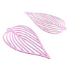 Estampes pendentif filigrane Grande Feuille Exotique Rose 25 par 42mm