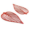 Estampes pendentif filigrane Grande Feuille Exotique Rouge 25 par 42mm