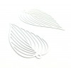 AE115228 Lot de 2 Estampes pendentif filigrane Grande Feuille Exotique Blanc 25 par 42mm