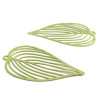 Estampes pendentif filigrane Grande Feuille Exotique Vert Kaki Clair 25 par 42mm