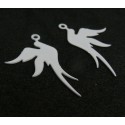 AE113412 Lot de 4 Estampes pendentif filigrane Oiseau Blanc 19 par 23mm