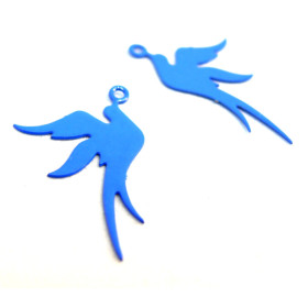 AE113412  Lot de 4 Estampes pendentif filigrane Oiseau Noir 19 par 23mm