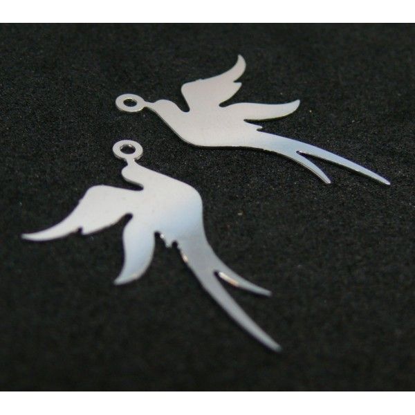 Estampes pendentif filigrane Oiseau Argent Vif 19 par 23mm