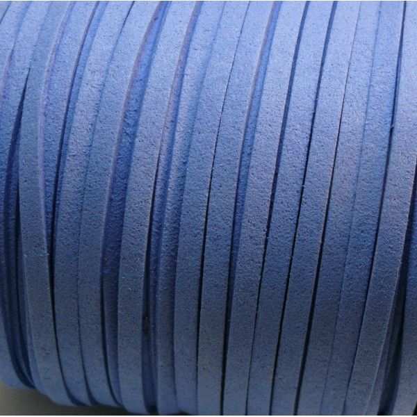 cordon en suédine aspect daim Bleu 5mm