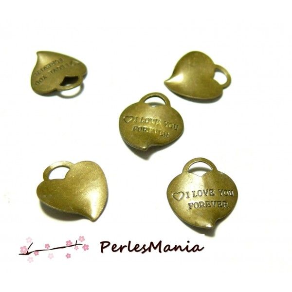 10 pendentifs I love you forever ref 196 Bronze accessoires pour création de bijoux 