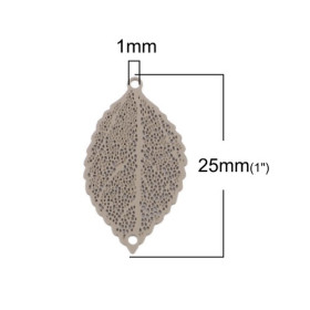 S110204946 PAX 10 Estampes pendentif multiconnecteur filigrane Feuille couleur Beige Taupe de 25mm
