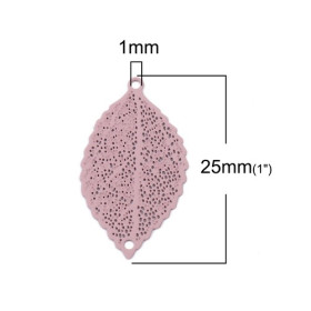 S110204945 PAX 10 Estampes pendentif multiconnecteur filigrane Feuille couleur Moutarde de 25mm