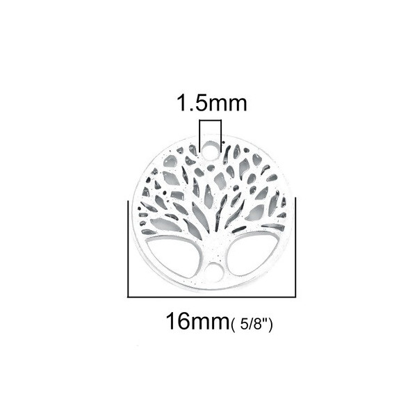 PS110200381 PAX 10 connecteurs médaillon Arbre biface 16mm  métal couleur Argent Vif