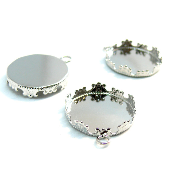 PS1118158 PAX 4 Supports de pendentif rond 30mm couleur Argent Antique qualité extra