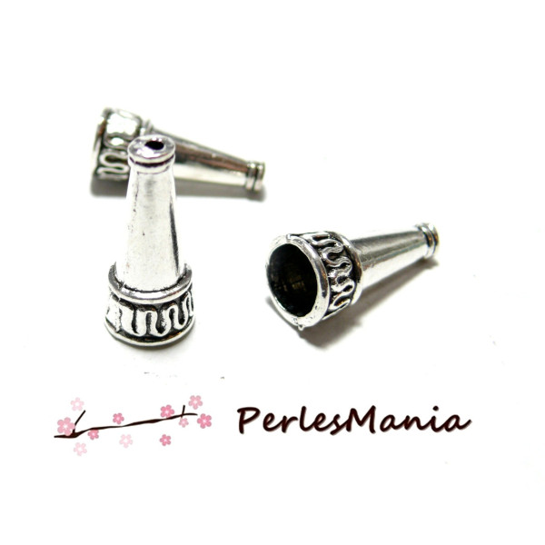 Embouts, calottes coupelles,  Cone Ethnique,  Métal couleur Argent Antique