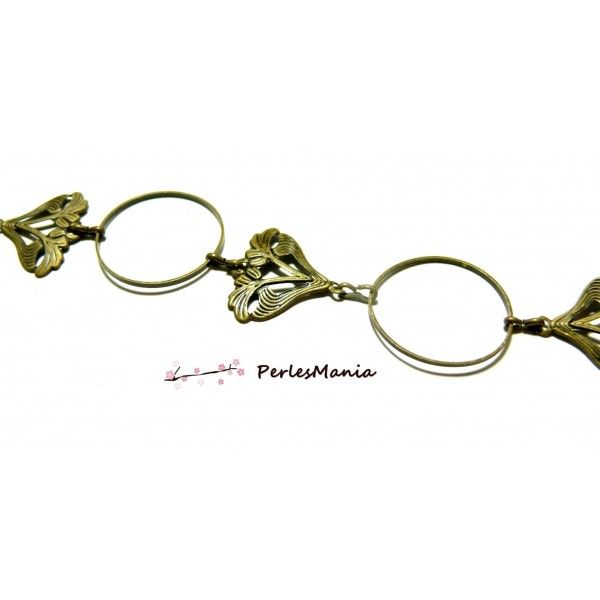 Fournitures pour bijoux: 1 m chaine bronze rétro avec grand anneau