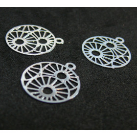 S11204935 PAX 10 Estampes pendentif connecteur filigrane Medaillon Fleur Taupe Beige de 19mm