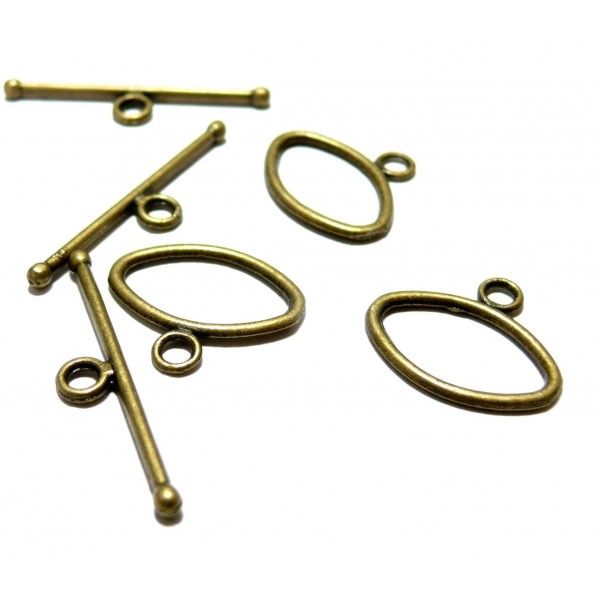 Apprêt bijoux 10 set PKG072 fermoirs bronze ovale