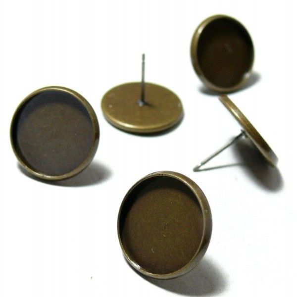 PAX 20 Supports de Boucle d'oreille Puce Bronze 12mm