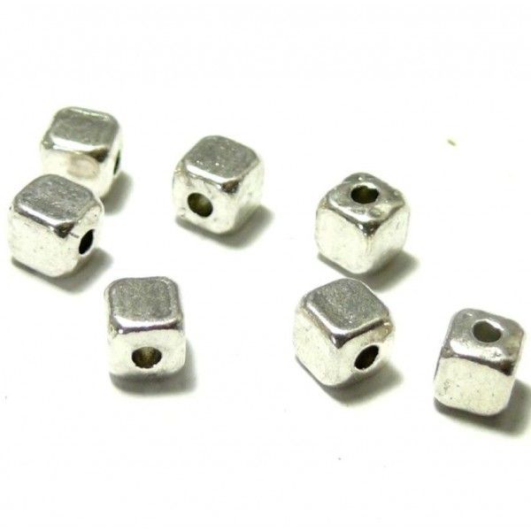 100 perles intercalaire petits cube 3mm H11310 VIEIL ARGENT, DIY