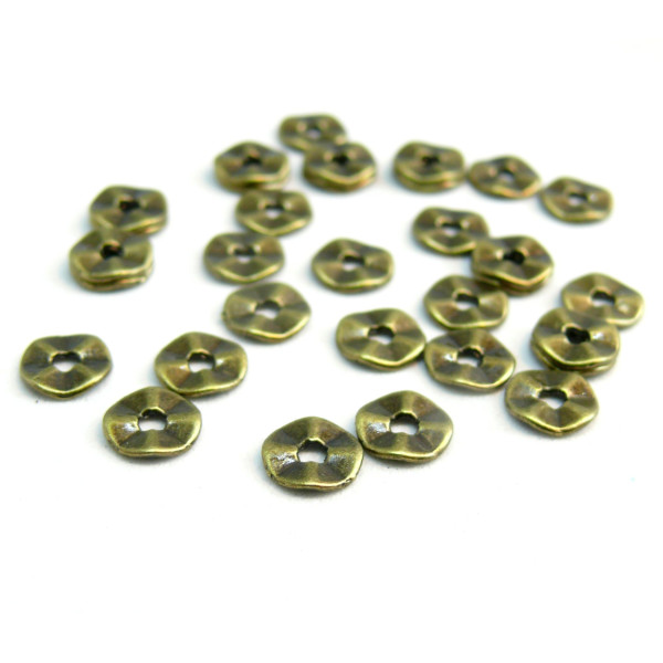 Perles intercalaires rondelles 7mm, laiton finition Bronze