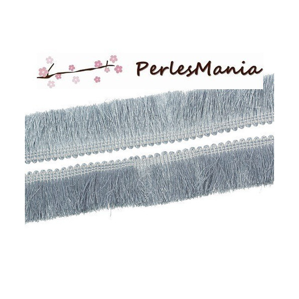 GALON FRANGE EN COTON GRIS CREATION POMPONS 25mm