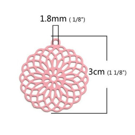 Estampes pendentif connecteur filigrane Rosace Mandala Rose 30mm