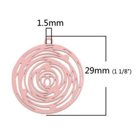 PS110206569 PAX 5 Estampes pendentif filigrane Rosace Rose de 29mm