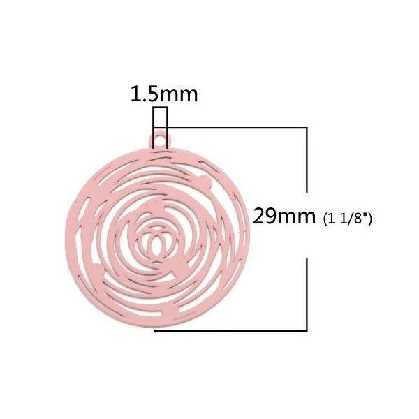 PS110206569 PAX 5 Estampes pendentif filigrane Rosace Rose de 29mm