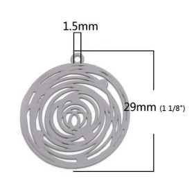 Estampes pendentif filigrane Rosace Grise de 29mm