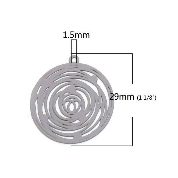 Estampes pendentif filigrane Rosace Grise de 29mm