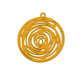 Estampes, pendentif filigrane, Rosace Jaune Moutarde de 29mm