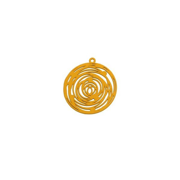 Estampes, pendentif filigrane, Rosace Jaune Moutarde de 29mm