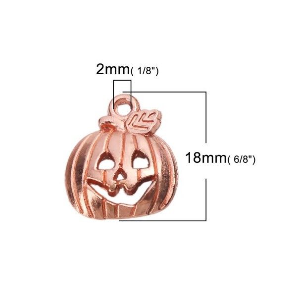 Pendentifs breloque Citrouille Potiron Halloween metal couleur Or Rose