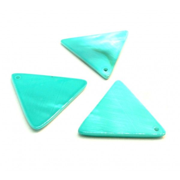Pendentifs Nacres Grand Triangle 25mm Turquoise